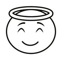 angel emoji face classic line style icon vector