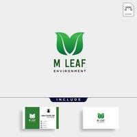 m initial leaf eco nature environment simple logo template vector illustration vector