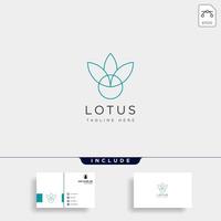 flower floral line beauty premium simple logo template with business card vector