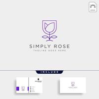 flower floral line beauty premium simple logo template with business card vector