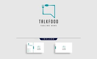 food message talk chat line outline simple flat logo design vector illustration with business card