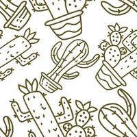 Cactus Pattern Seamless Vector Template