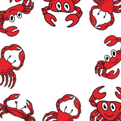 Crab Funny Frame Empty Template Vector