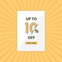 Up to 10 percent off sales offer Promotional sales banner up to 10 discount offer vector