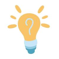 Light bulb lamp icon with question mark inside Hint symbol Problem solution icon in comic style Question and answer business concept splash effect Vector cartoon illustration on white background