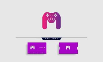 Letra m juego logo diseño plantilla vector ilustración gamepad icono elemento vector