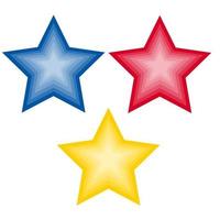 Set of blue red green and yellow stars Vector illustrations on transparent background
