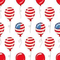 Seamless Pattern Balloons for Independence Day American Patriotic Fabric Transparent Background vector