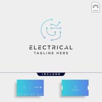 Conexión o elemento de icono de vector de diseño de logotipo eléctrico g aislado con tarjeta de visita incluye