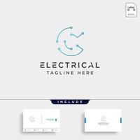 Conectar o eléctrico c diseño de logotipo vector icono elemento aislado con tarjeta de visita incluye