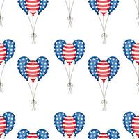 Seamless Pattern Balloons for Independence Day American Patriotic Fabric Transparent Background