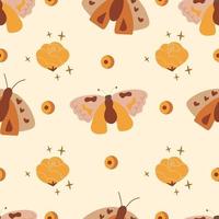 Boho seamless pattern with moths vector