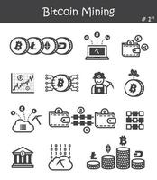 Bitcoin mining icon set 1 vector