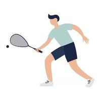 jugador de squash con raqueta aislado ilustración vectorial vector