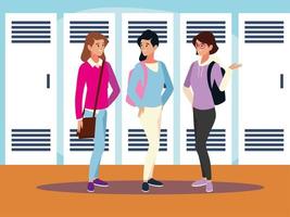 students women characters in college interior vector