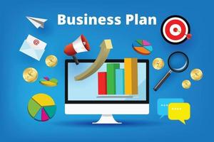 Business Plan Concept and Startup Project Work vector