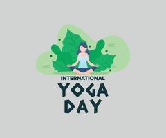 International yoga day flat character design with premium illustrator vector