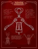 corkscrew open a bottle of wine vector