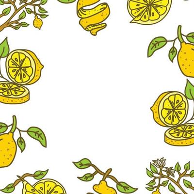 Lemon Fruit Frame Empty Template Vector