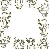 vector de plantilla vacía de marco de cactus