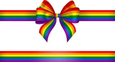 bow and ribbon with rainbow colors vector