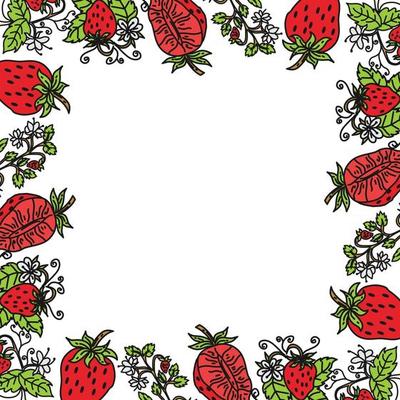 Strawberry Fruit Frame Empty Template Vector