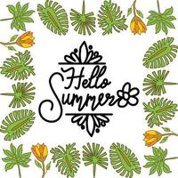 Summer Frame Text Template Vector Background