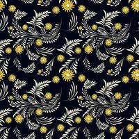 Folk floral art pattern  Flowers abstract surface design  Seamless pattern vector