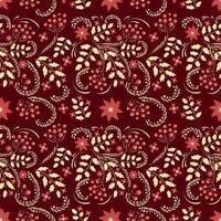 Folk floral art pattern  Flowers abstract surface design  Seamless pattern vector