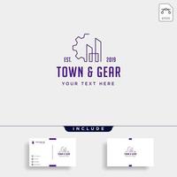 Gear town industry logo design vector