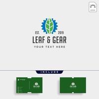 gear leaf logo design vector icon element