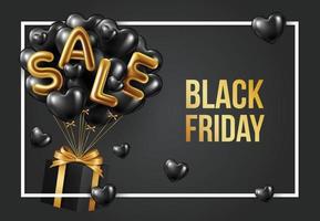 Black friday sale background with transparent realistic balloons vector