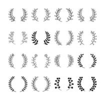 Leaf divider and floral dividers set Laurels wreaths frames branches decorative elements vector