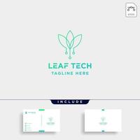 diseño de logotipo de tecnología verde hoja vector