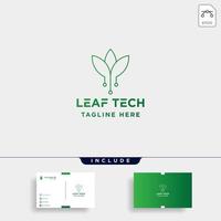leaf green technology logo design vector