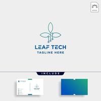 leaf green technology logo design illustration vector