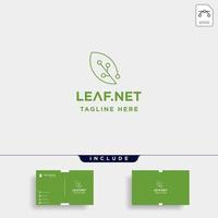 leaf green technology logo design vector
