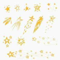 Various stars doodle collection gliters sparkling element vector