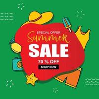 Summer sale banner cover template background Summer discount special offer cute design vector