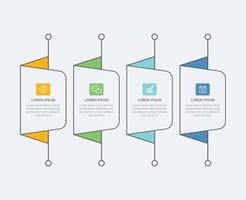 4 data infographics tab paper thin line index template Vector illustration abstract background Can be used for workflow layout business step banner web design