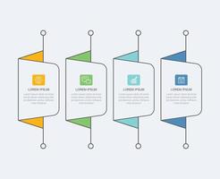 4 data infographics tab paper thin line index template Vector illustration abstract background Can be used for workflow layout business step banner web design