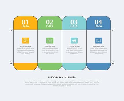 Ficha de infografías de 4 datos, papel, línea delgada, plantilla de índice, ilustración vectorial, el fondo abstracto se puede utilizar para el diseño de flujo de trabajo, paso empresarial, banner, diseño web vector