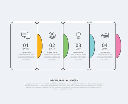 Ficha de infografías de 4 datos, papel, línea delgada, plantilla de índice, ilustración vectorial, el fondo abstracto se puede utilizar para el diseño de flujo de trabajo, paso empresarial, banner, diseño web vector