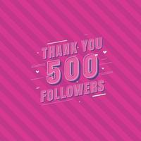 gracias 500 seguidores tarjeta de felicitación de celebración para seguidores de redes sociales vector