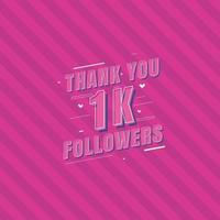 Thank you 1k Followers celebration Greeting card for 1000 social followers vector