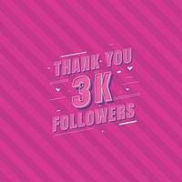 Thank you 3k Followers celebration Greeting card for 3000 social followers vector