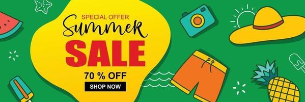 Summer sale banner cover template background Summer discount special offer cute design vector