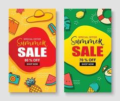 Summer sale banner cover template background Summer discount special offer cute design vector