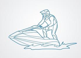 Outline Jet Ski Sport Action vector