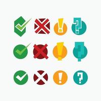 Various check warn done error question mark exclamation point mark icon and doodle collection element vector